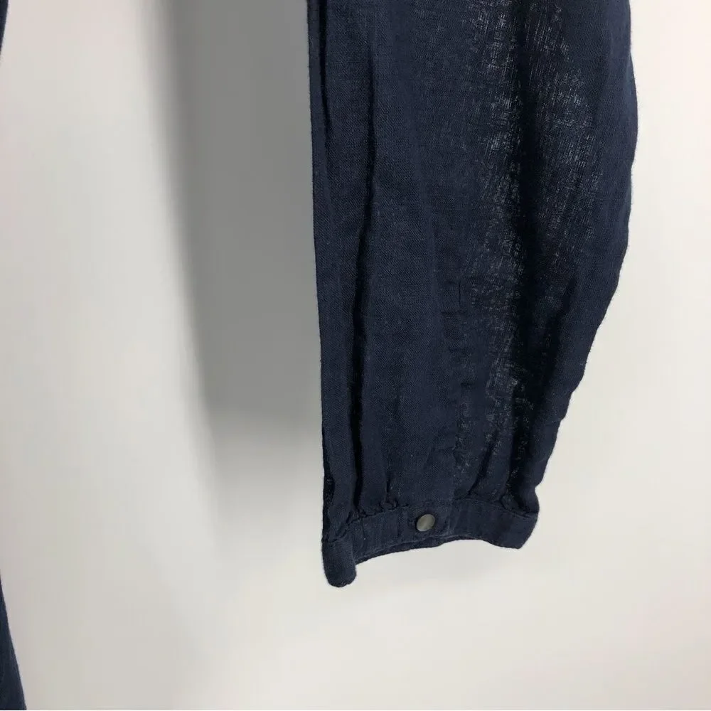J. Crew Linen Tunic Coverup Womens Small Blue Embroidered‎ Side Slits